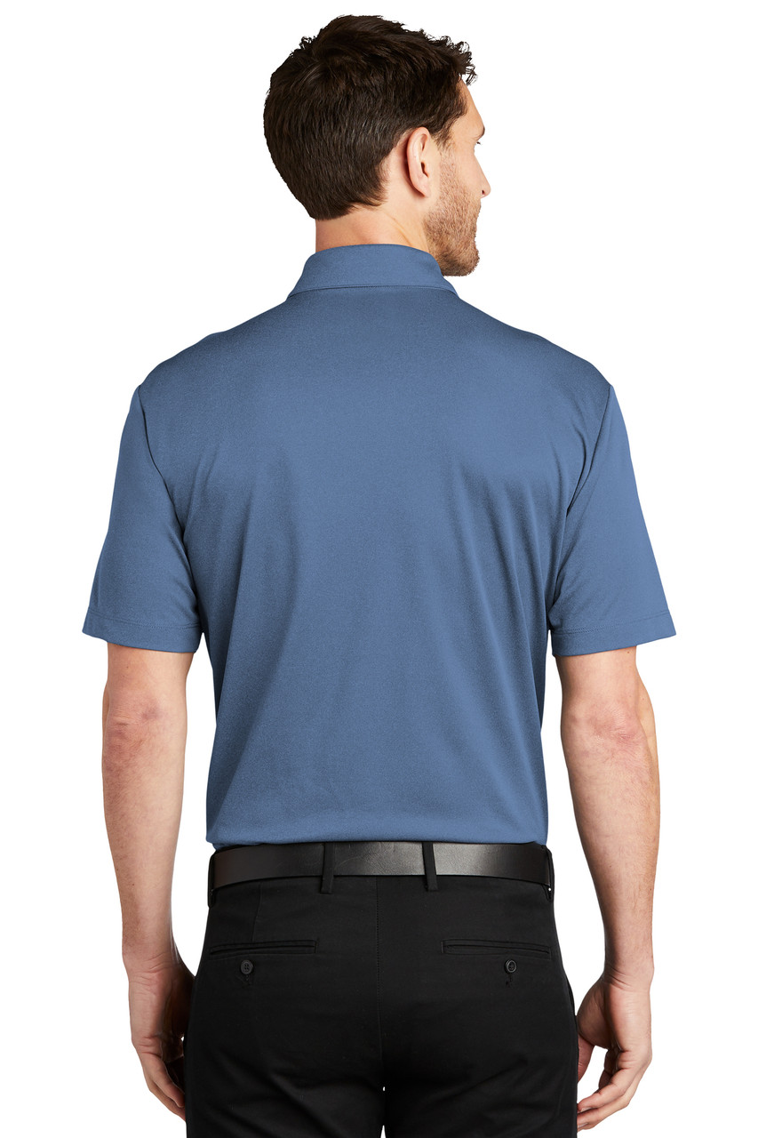Port Authority ® Heathered Silk Touch ™ Performance Polo. K542 Moonlight Blue Heather Back
