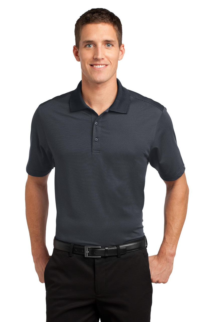 Port Authority® Fine Stripe Performance Polo. K558 Graphite/ Black