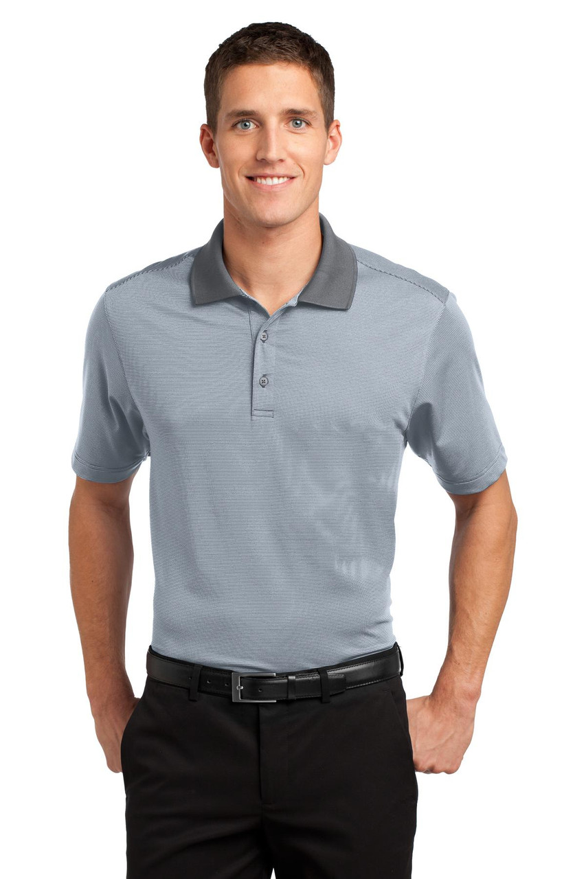 Port Authority® Fine Stripe Performance Polo. K558 White/ Shadow Grey