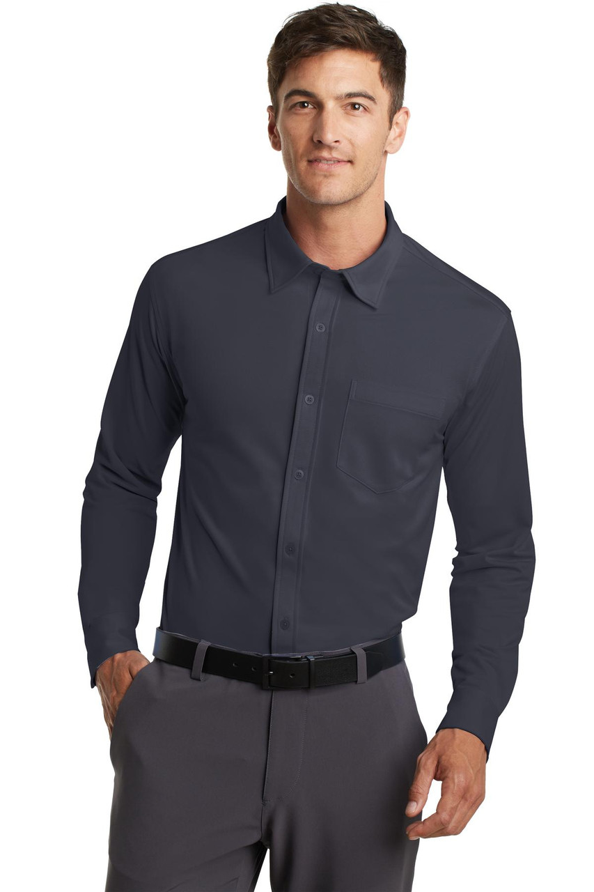 Port Authority® Dimension Knit Dress Shirt. K570 Battleship Grey