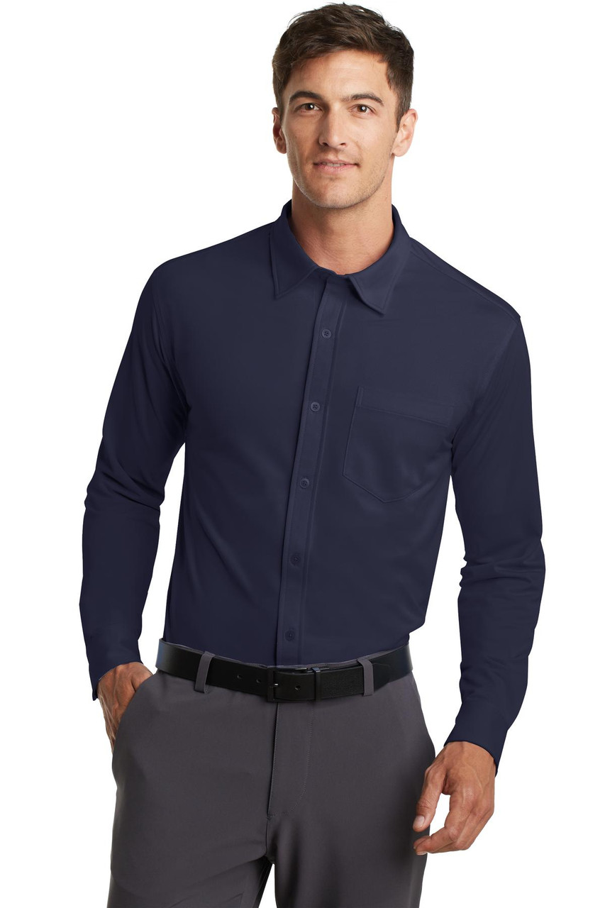 Port Authority® Dimension Knit Dress Shirt. K570 Dark Navy