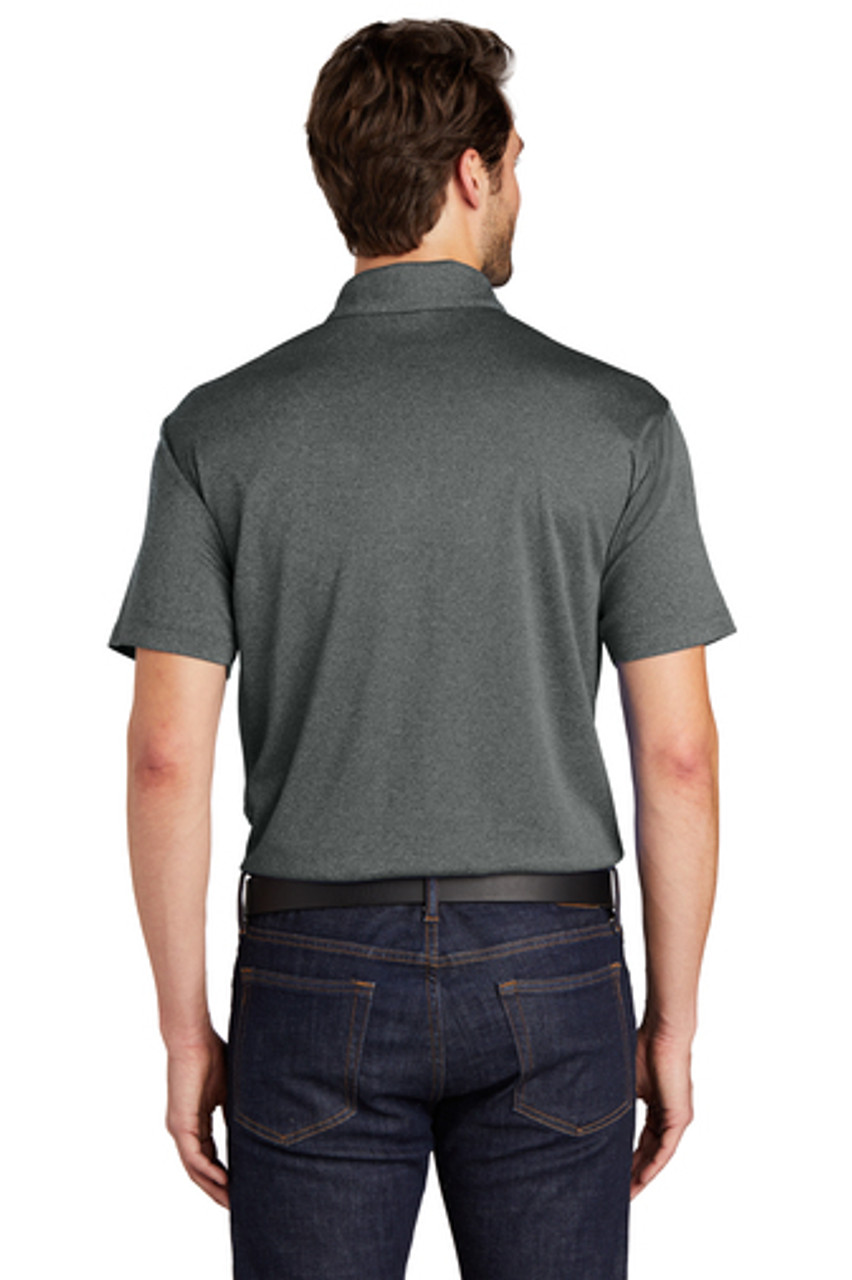 Port Authority® Trace Heather Polo. K576 Charcoal Heather Back