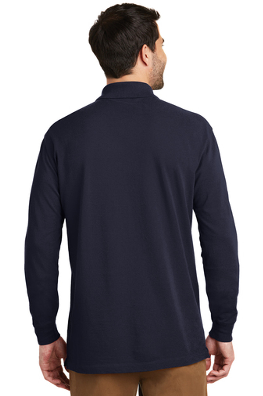 Port Authority® EZCotton® Long Sleeve Polo. K8000LS Navy Back