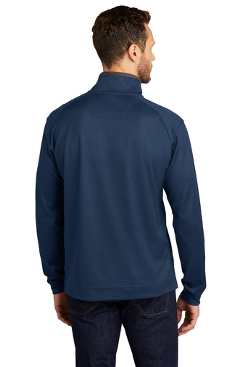 Port Authority® Vertical Texture 1/4-Zip Pullover. K805 Regatta Blue/ Iron Grey Back