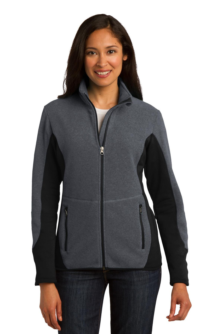 Port Authority® Ladies R-Tek® Pro Fleece Full-Zip Jacket. L227 Charcoal Heather/ Black