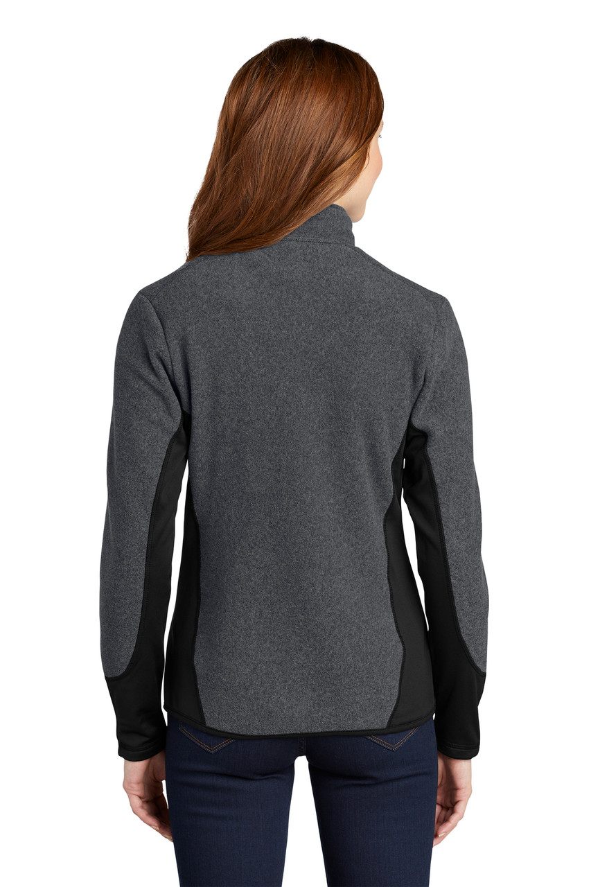 Port Authority® Ladies R-Tek® Pro Fleece Full-Zip Jacket. L227 Charcoal Heather/ Black Back
