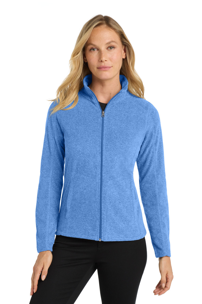 Port Authority® Women's Heather Microfleece Full-Zip Jacket. L235 Light Royal Heather