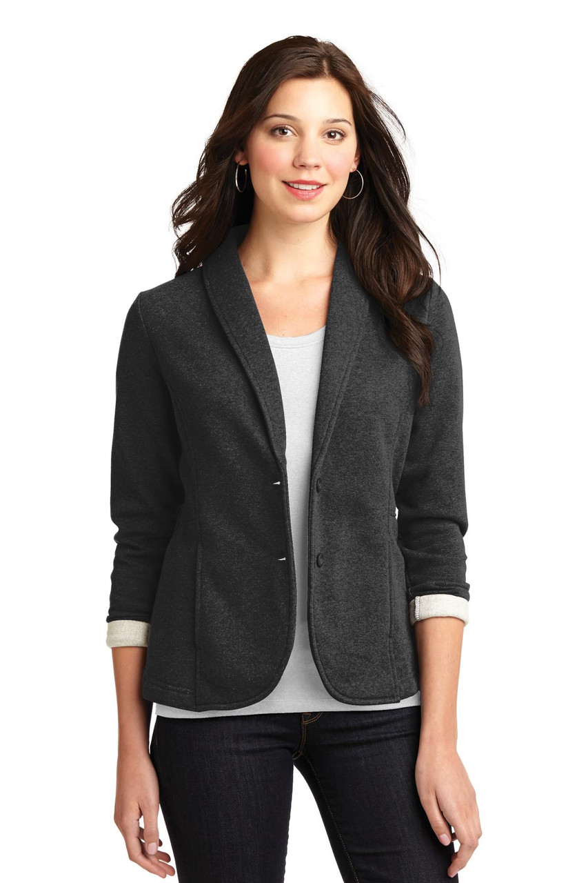 Port Authority® Ladies Fleece Blazer. L298 Dark Charcoal Heather XS