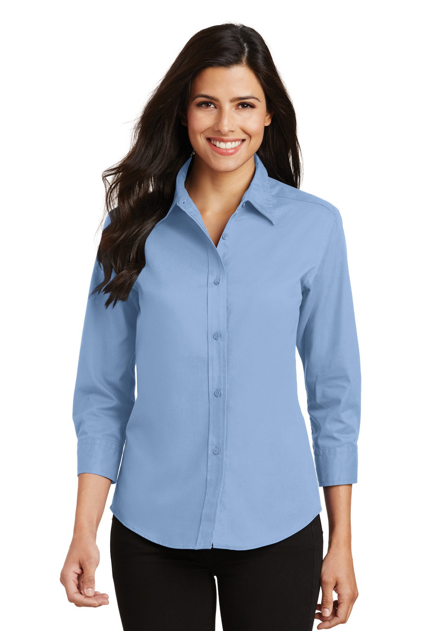 Port Authority® Ladies 3/4-Sleeve Easy Care Shirt. L612 Light Blue
