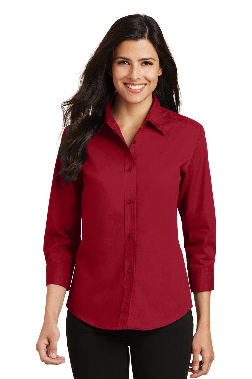 Port Authority® Ladies 3/4-Sleeve Easy Care Shirt. L612 Red