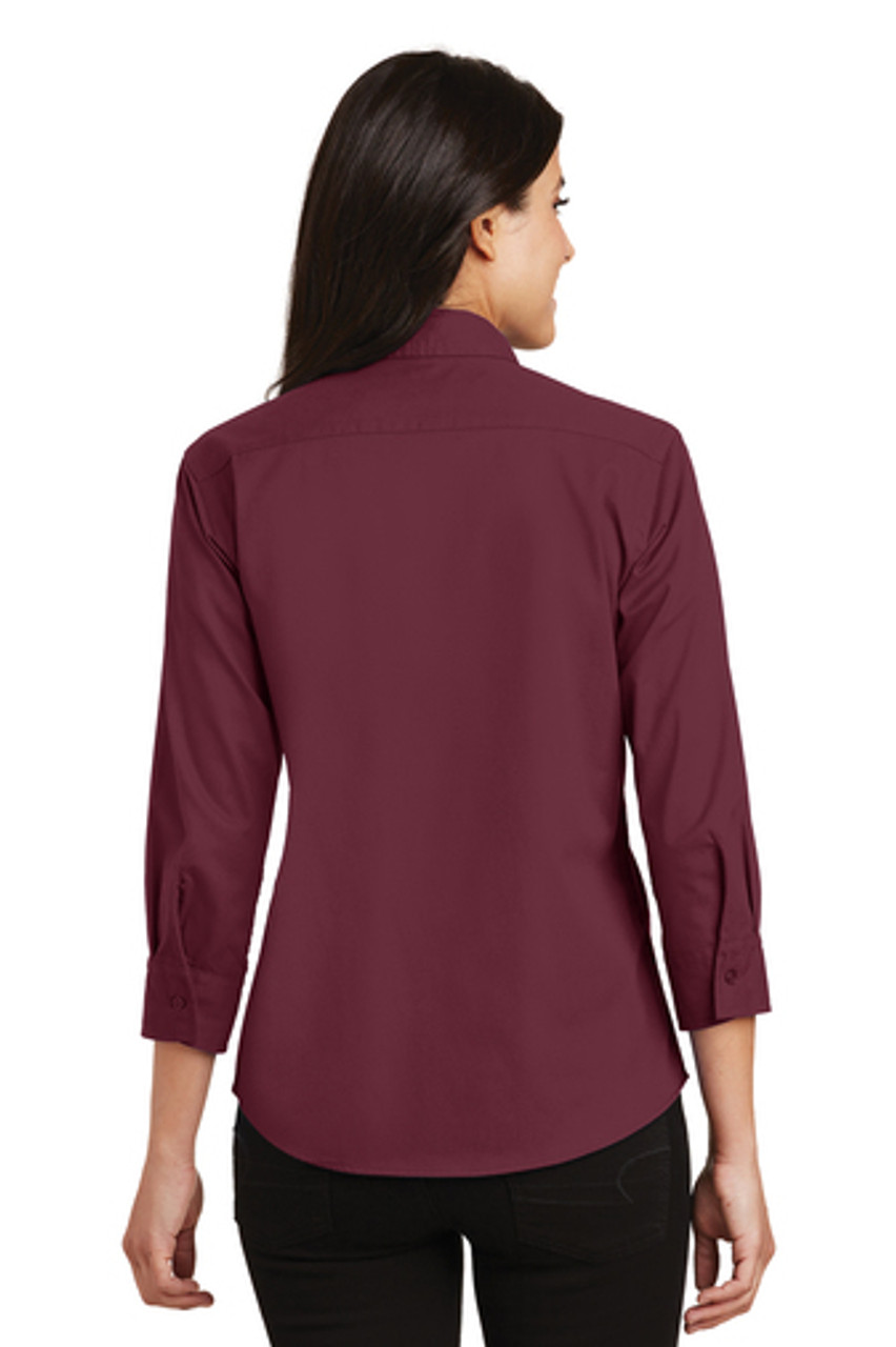 Port Authority® Ladies 3/4-Sleeve Easy Care Shirt. L612 Burgundy Back