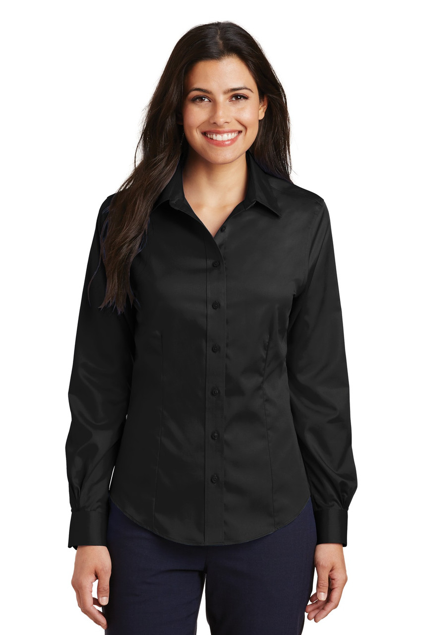 Port Authority® Ladies Non-Iron Twill Shirt.  L638 Black