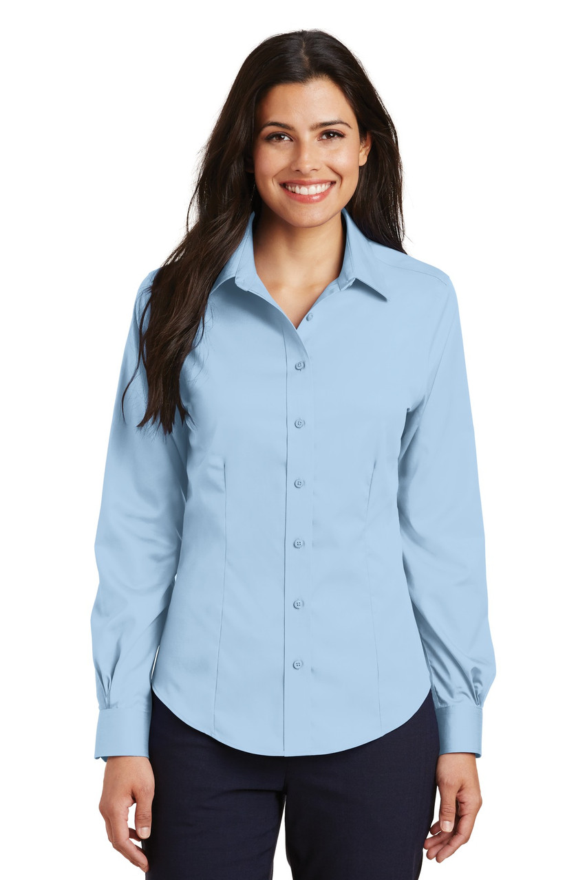 Port Authority® Ladies Non-Iron Twill Shirt.  L638 Sky Blue