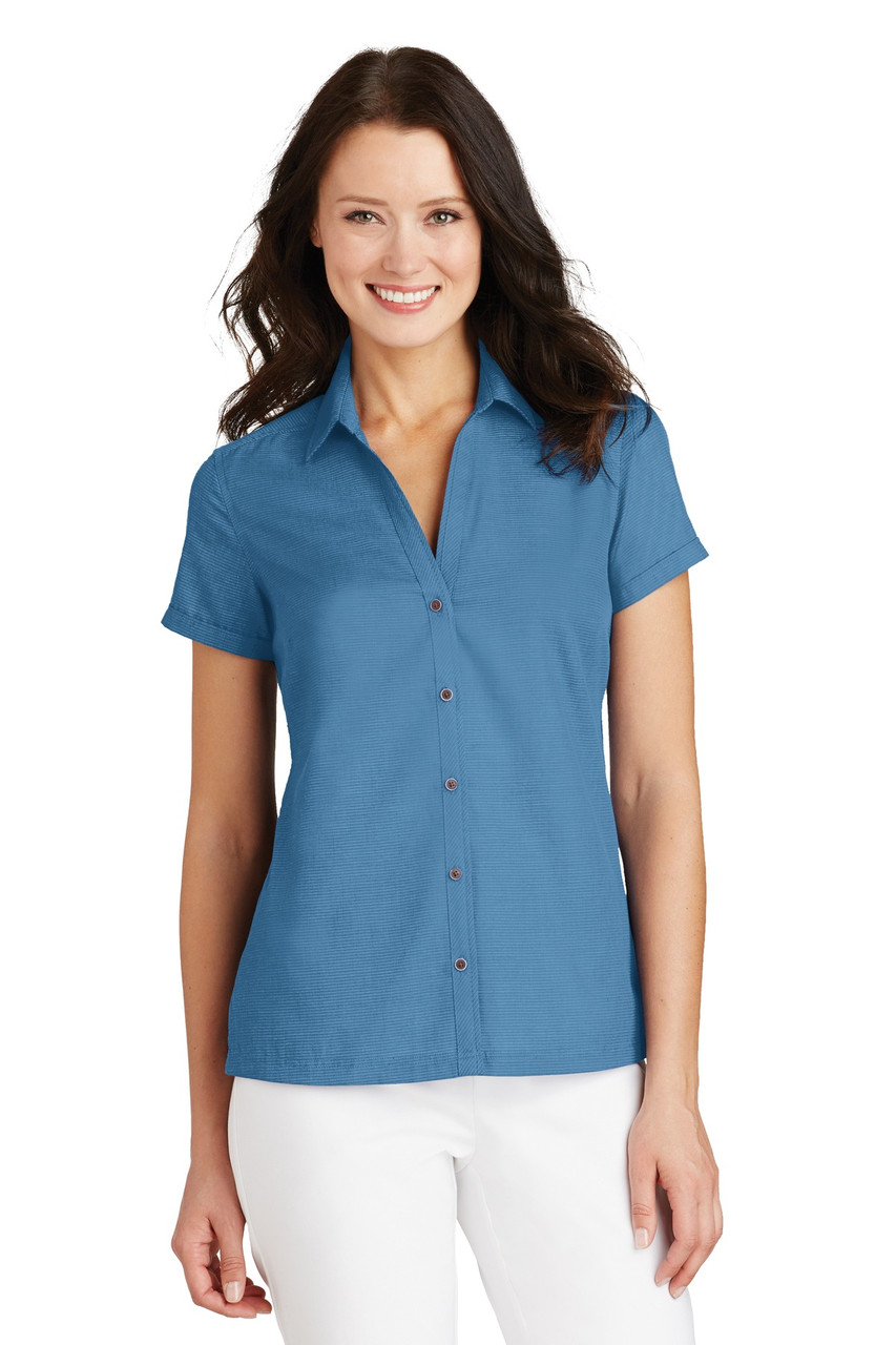 Port Authority® Ladies Textured Camp Shirt. L662 Celadon