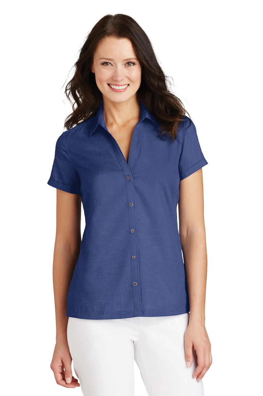 Port Authority® Ladies Textured Camp Shirt. L662 Royal