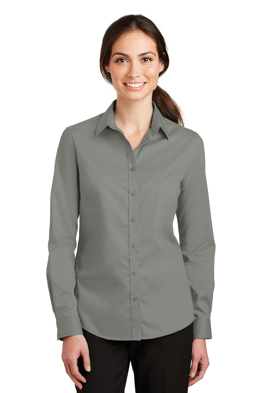 Port Authority® Ladies SuperPro™ Twill Shirt. L663 Monument Grey