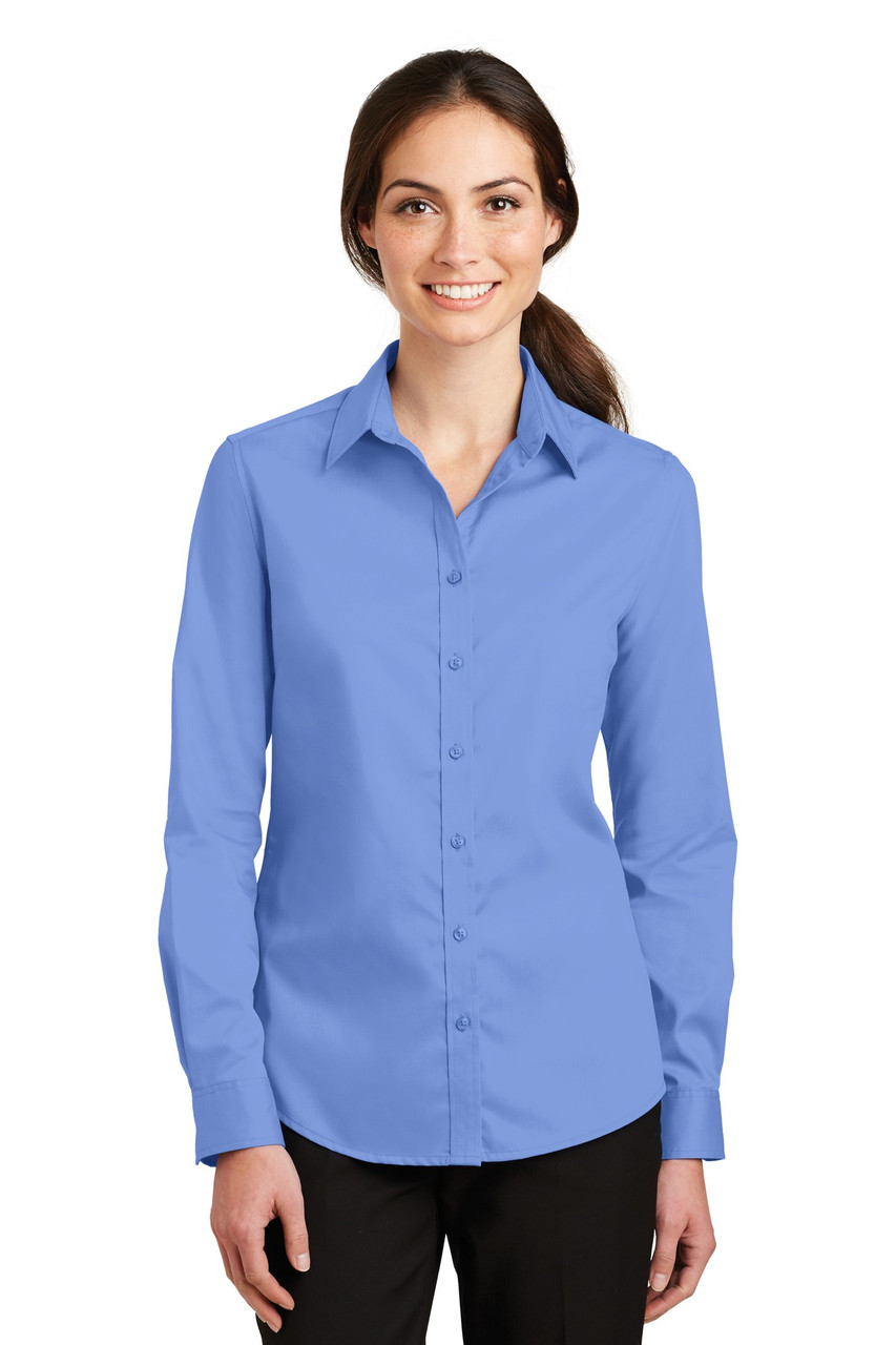 Port Authority® Ladies SuperPro™ Twill Shirt. L663 Ultramarine Blue