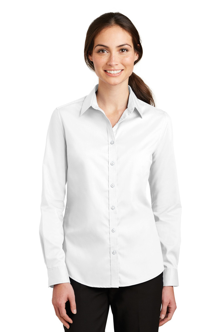 Port Authority® Ladies SuperPro™ Twill Shirt. L663 White