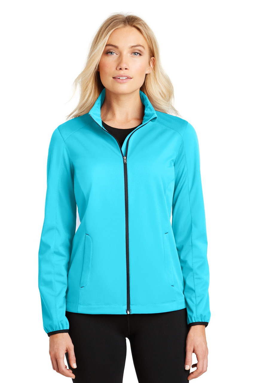 Port Authority® Ladies Active Soft Shell Jacket. L717 Light Cyan Blue