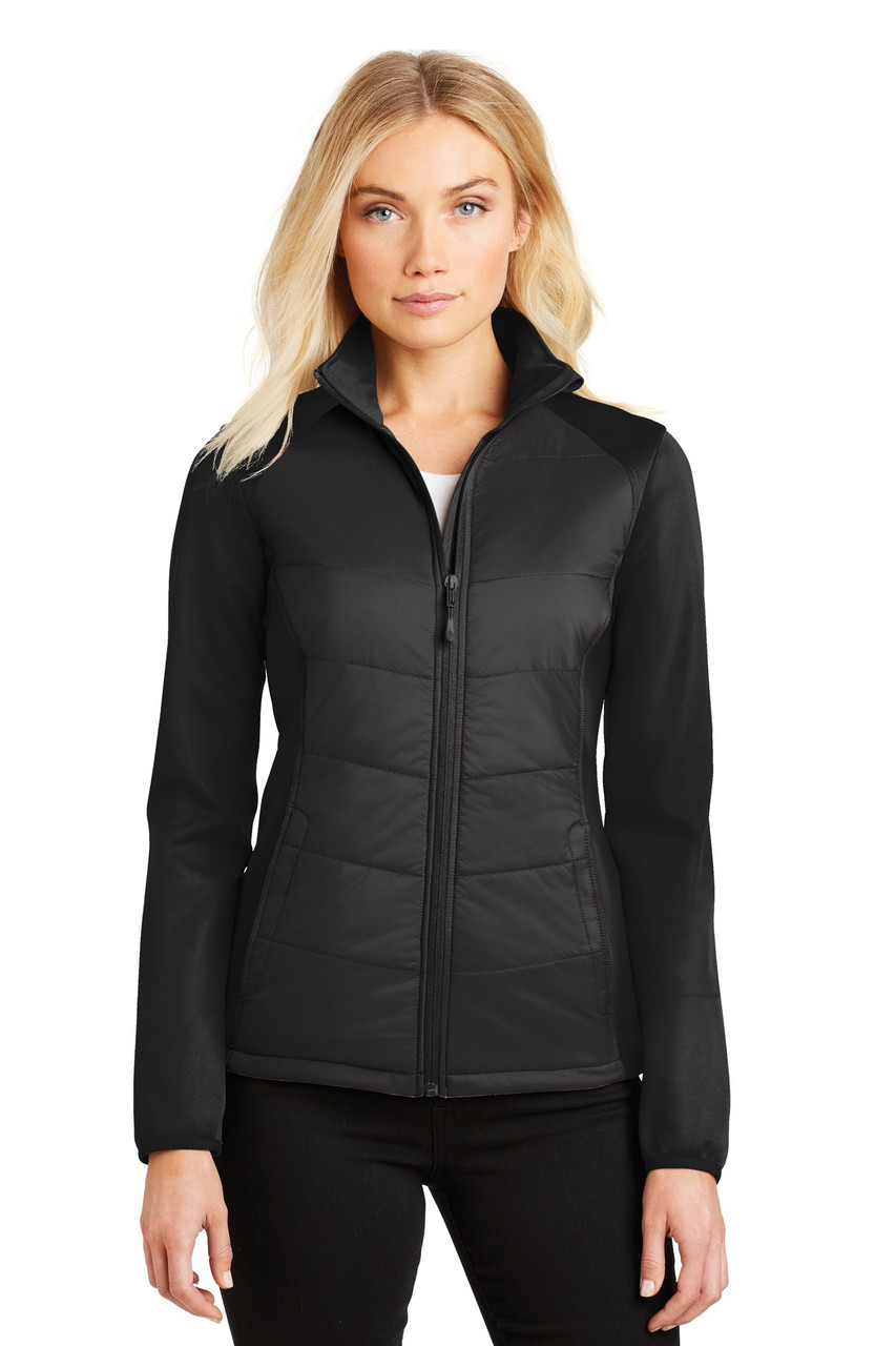 Port Authority® Ladies Hybrid Soft Shell Jacket. L787 Deep Black