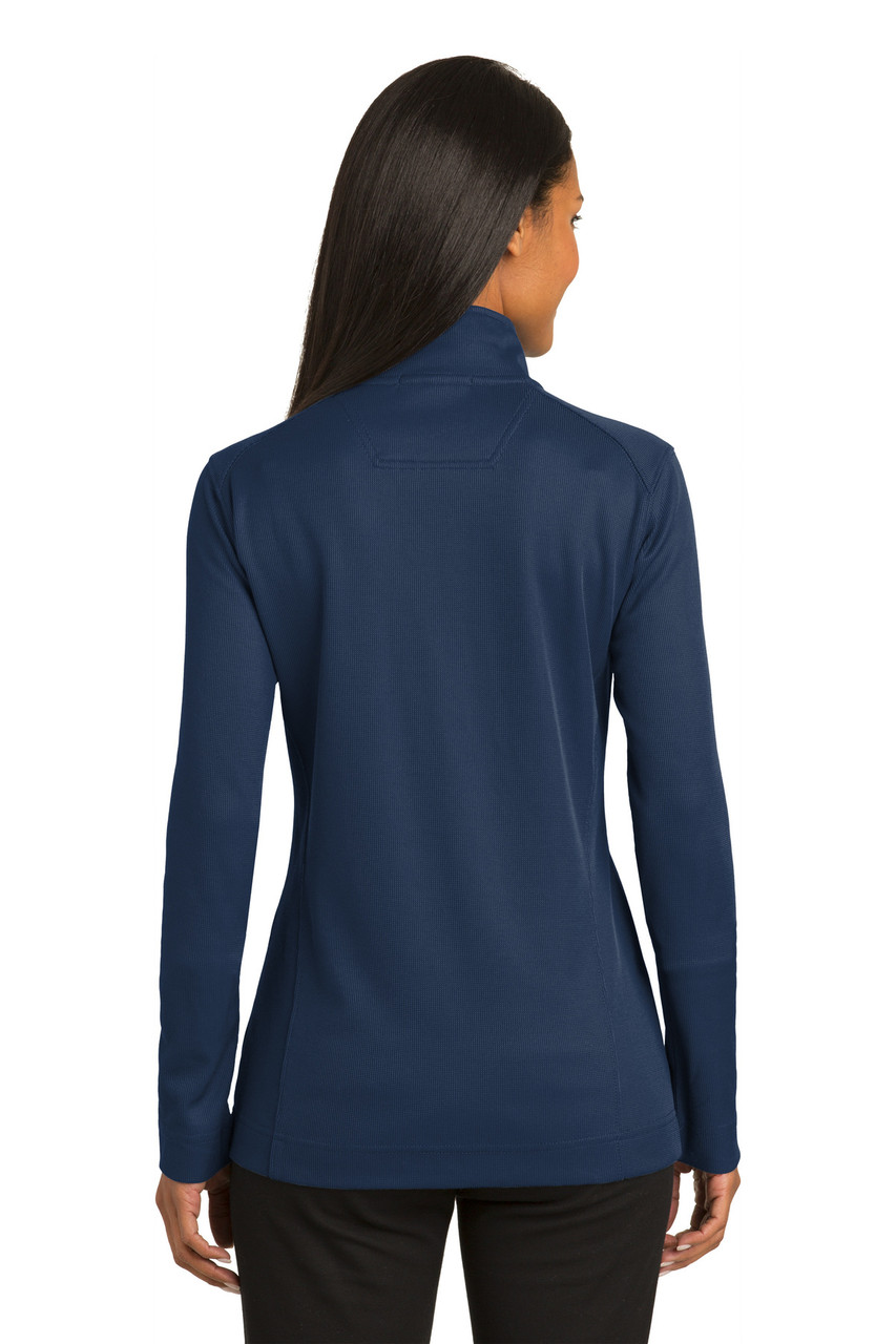 Port Authority® Ladies Vertical Texture Full-Zip Jacket. L805 Regatta Blue/ Iron Grey Back