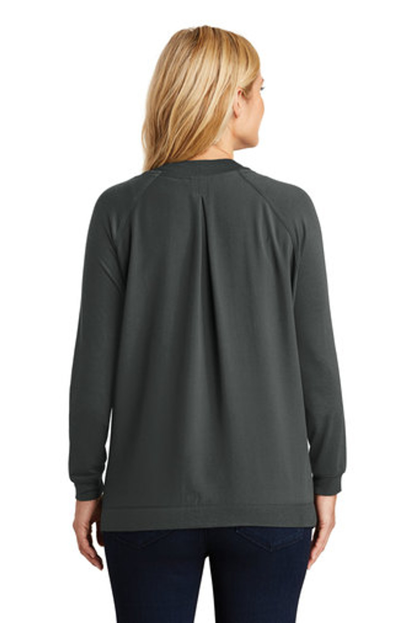 Port Authority® Ladies Concept Bomber Cardigan. LK5431 Grey Smoke Back