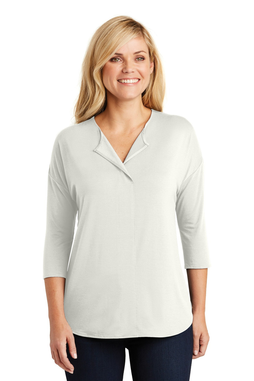 Port Authority® Ladies Concept 3/4-Sleeve Soft Split Neck Top. LK5433 Ivory Chiffon