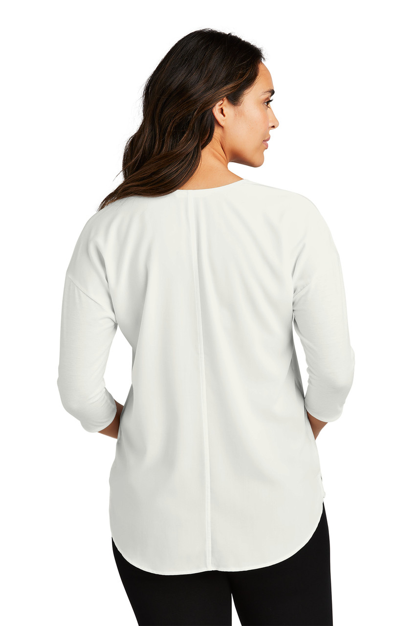 Port Authority® Ladies Concept 3/4-Sleeve Soft Split Neck Top. LK5433 Ivory Chiffon Back