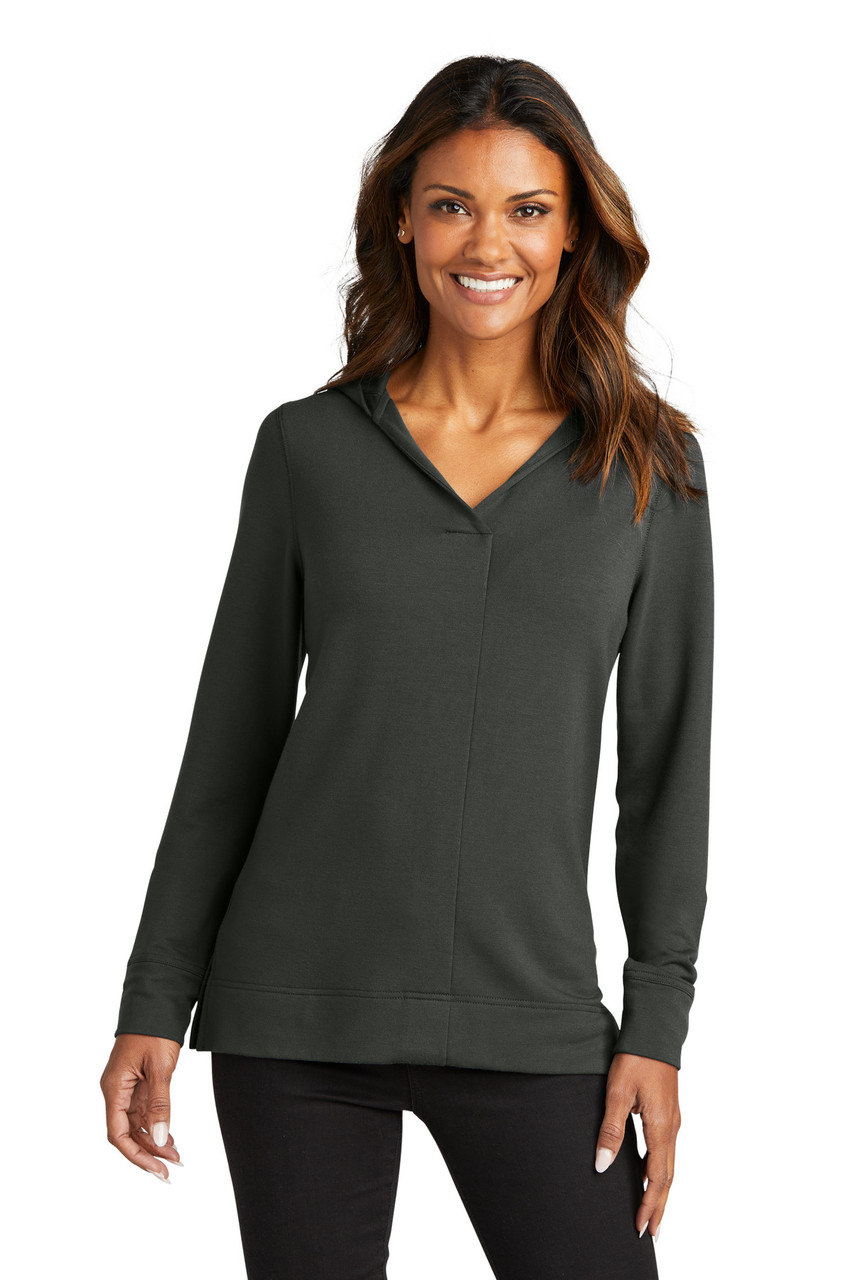Port Authority® Ladies Microterry Pullover Hoodie LK826 Charcoal