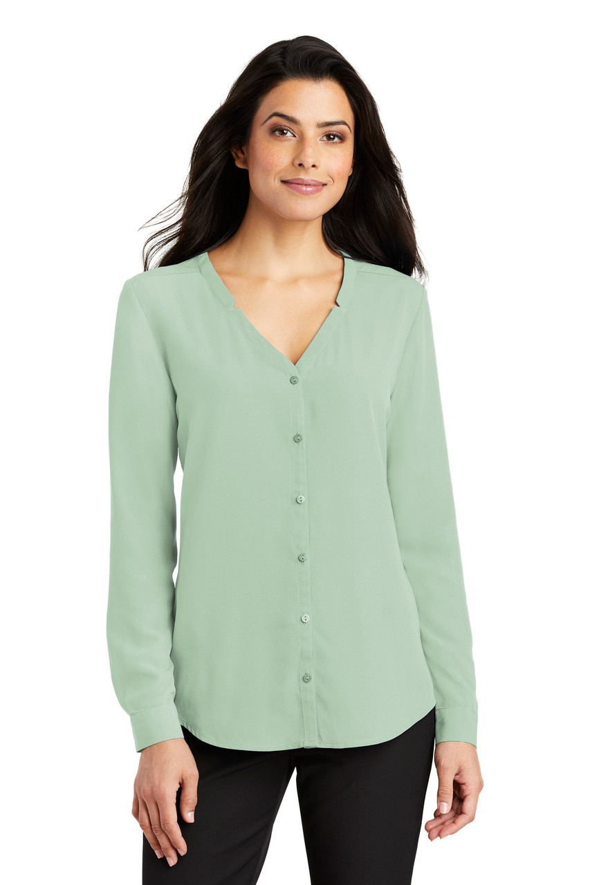 Port Authority® Ladies Long Sleeve Button-Front Blouse. LW700 Misty Sage