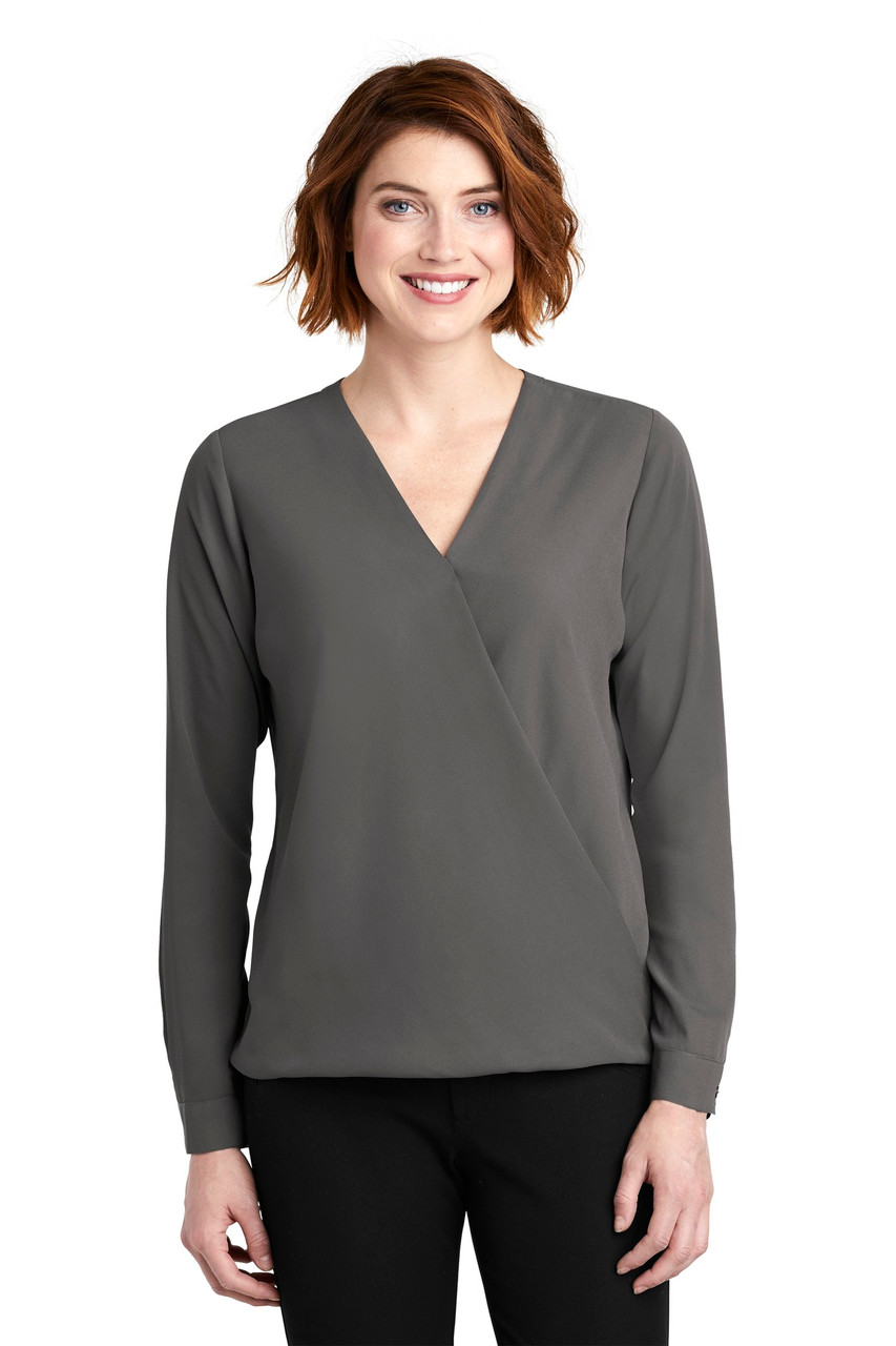 Port Authority ® Ladies Wrap Blouse. LW702 Sterling Grey