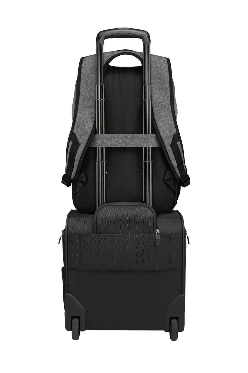 Port Authority ® Access Square Backpack. BG218 Heather Grey/ Black Stacked