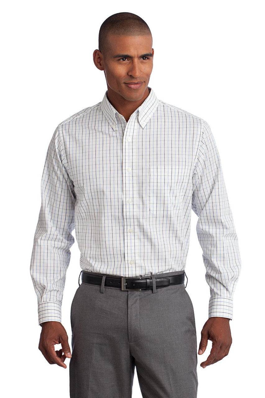 Port Authority® Tattersall Easy Care Shirt. S642 Blue/ Navy