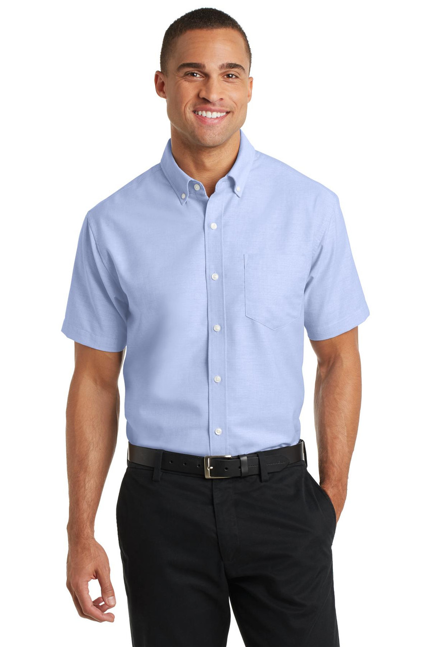 Port Authority® Short Sleeve SuperPro™ Oxford Shirt. S659 Oxford Blue