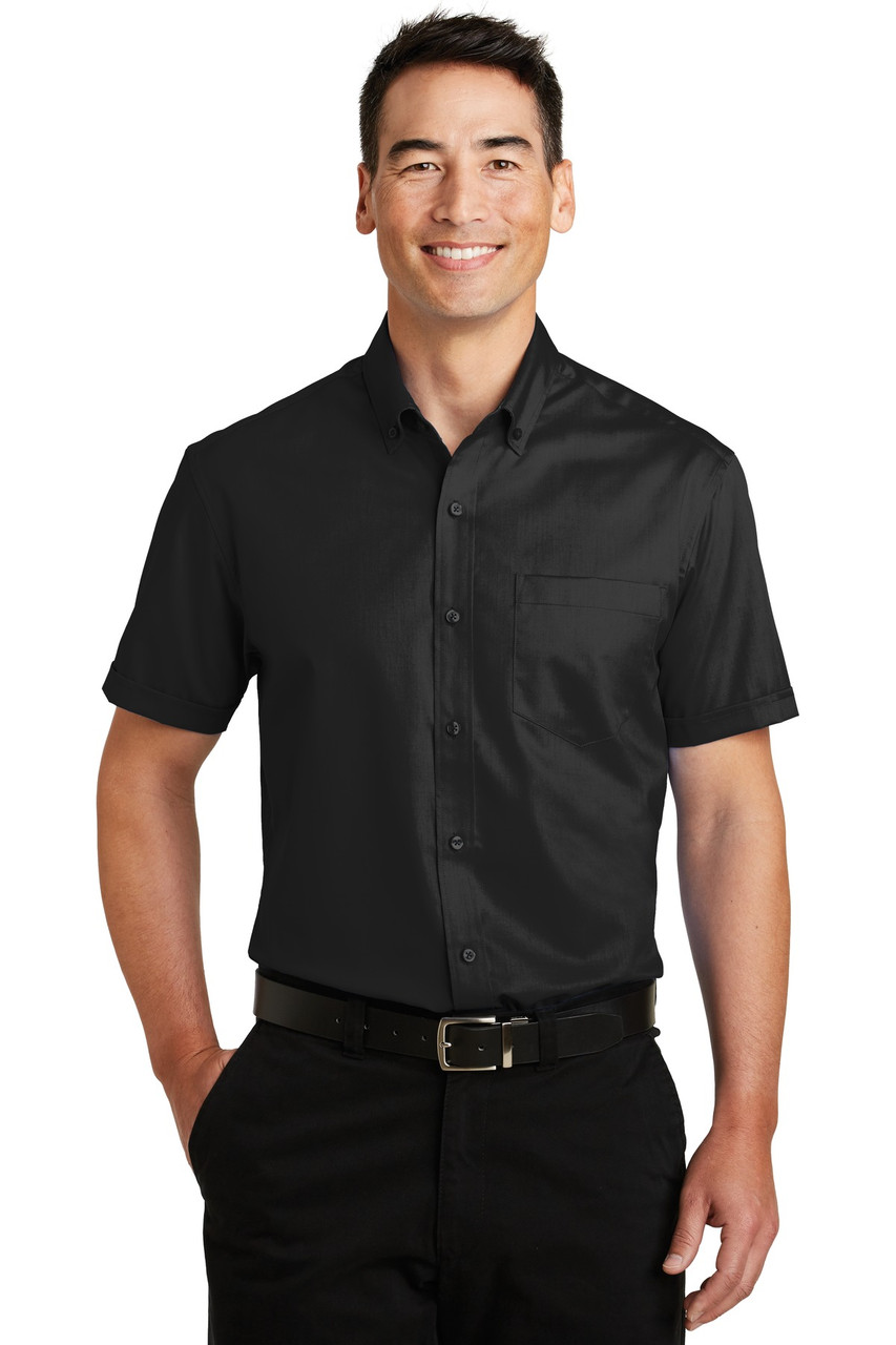 Port Authority® Short Sleeve SuperPro™ Twill Shirt. S664 Black