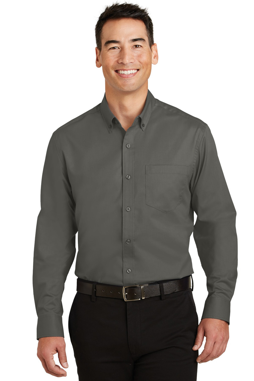 Port Authority® Tall SuperPro™ Twill Shirt. TS663 Sterling Grey