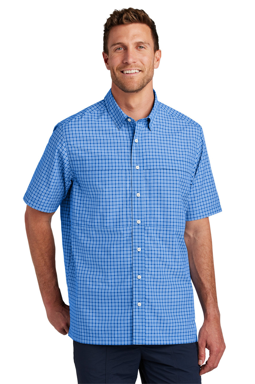 Port Authority® Short Sleeve UV Daybreak Shirt W961 True Royal/ White Mini Plaid