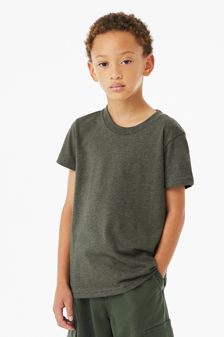 BELLA+CANVAS® Youth Heather CVC Tee BC3001YCVC Heather Military Green