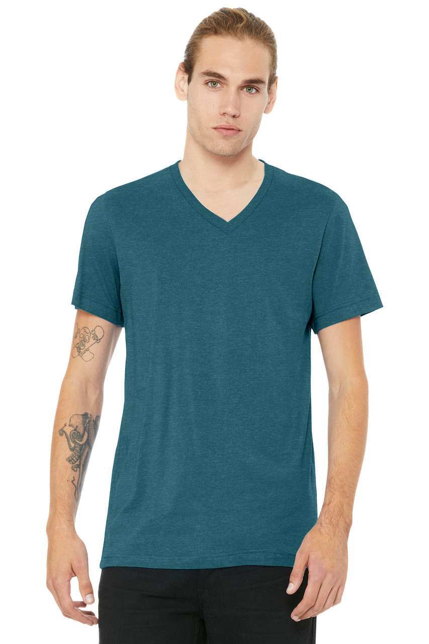 BELLA+CANVAS® Unisex Heather CVC V-Neck Tee BC3005CVC Heather Deep Teal
