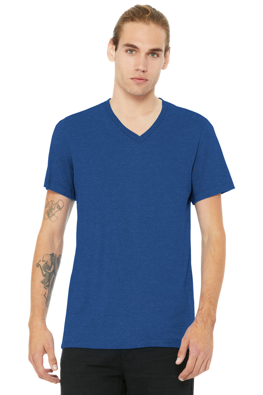 BELLA+CANVAS® Unisex Heather CVC V-Neck Tee BC3005CVC Heather True Royal