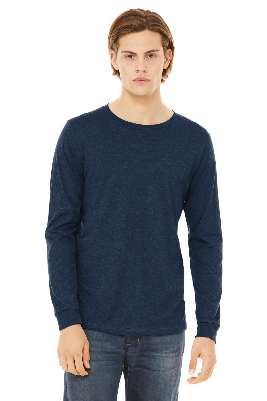 BELLA+CANVAS® Unisex Heather CVC Long Sleeve Tee BC3501CVC Heather Navy