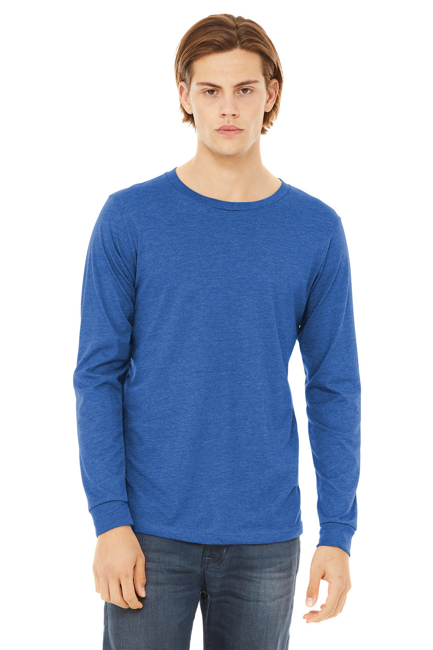 BELLA+CANVAS® Unisex Heather CVC Long Sleeve Tee BC3501CVC Heather True Royal