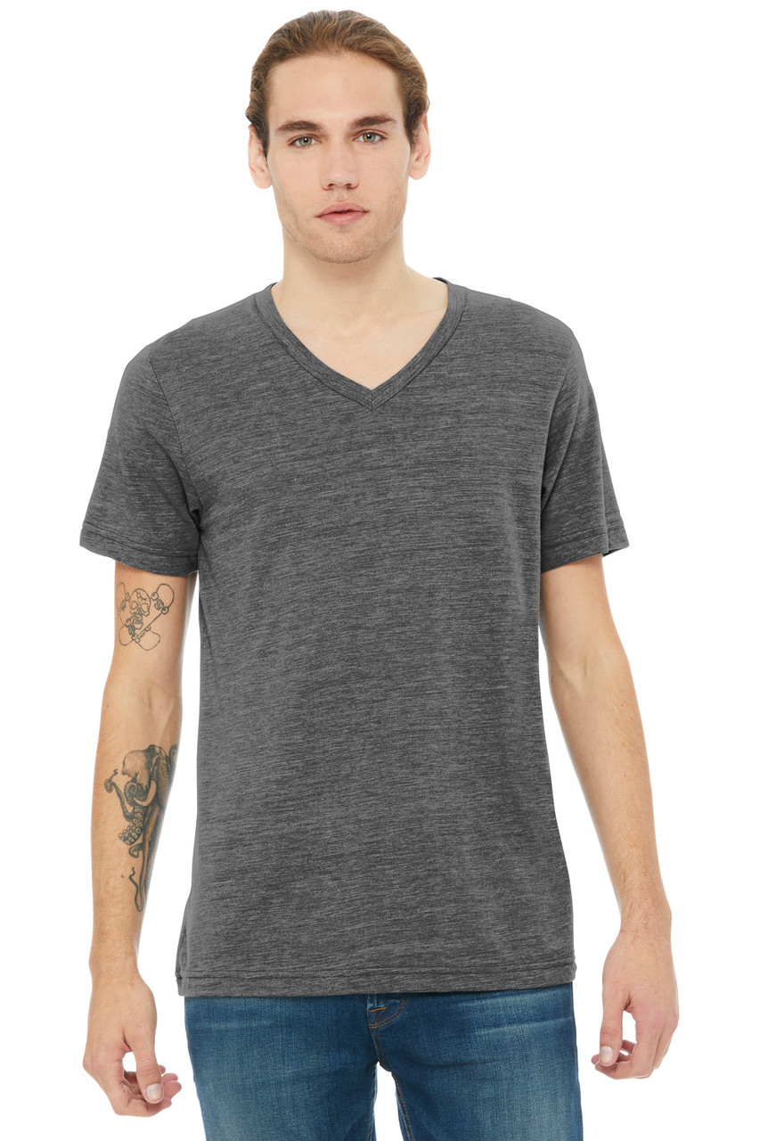 BELLA+CANVAS® Unisex Textured Jersey V-Neck Tee BC3655 Asphalt Slub