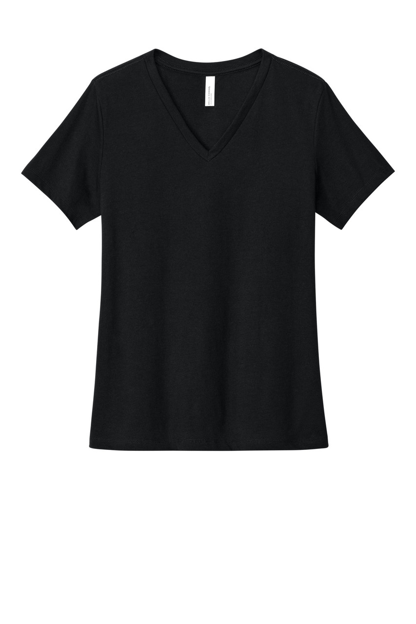 BELLA+CANVAS® Women's Relaxed Heather CVC V-Neck Tee BC6405CVC Solid Black Blend