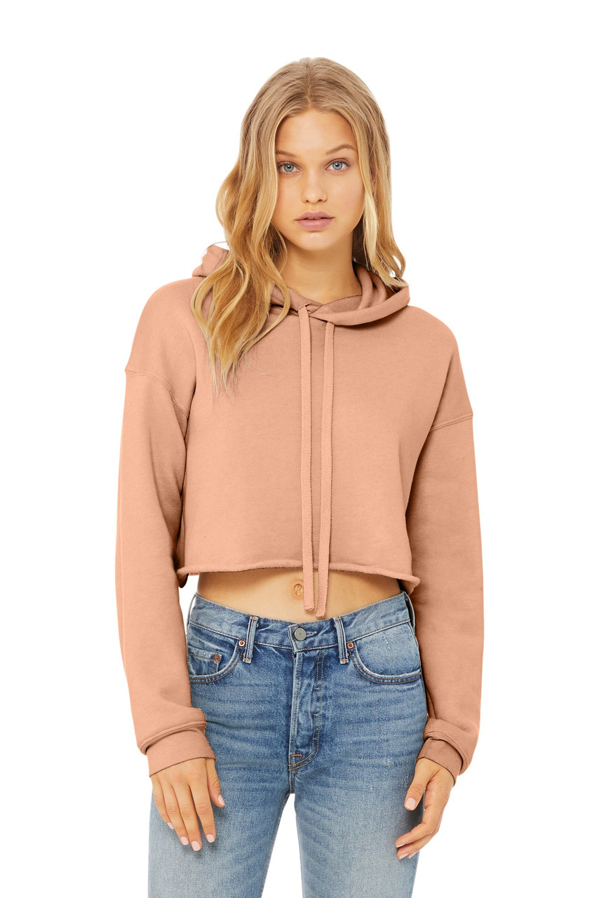 BELLA+CANVAS ® Women's Sponge Fleece Cropped Fleece Hoodie. BC7502 Peach