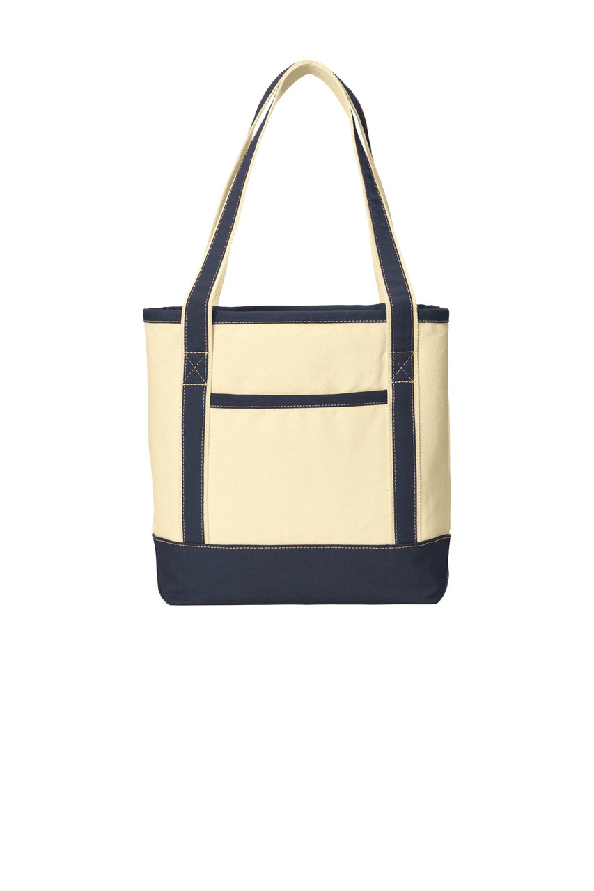 Port Authority® Medium Cotton Canvas Boat Tote. BG412 Natural/ Navy