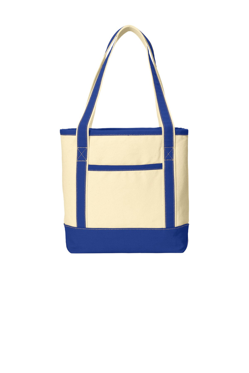 Port Authority® Medium Cotton Canvas Boat Tote. BG412 Natural/ True Royal