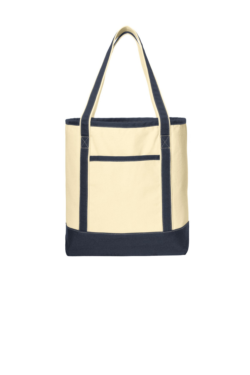 Port Authority® Large Cotton Canvas Boat Tote. BG413 Natural/ Navy