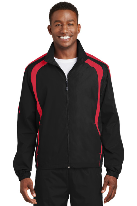 Sport-Tek® Colorblock Raglan Jacket. JST60 Black/ True Red Sport-Tek® Colorblock Raglan Jacket. JST60 Black/ True Red