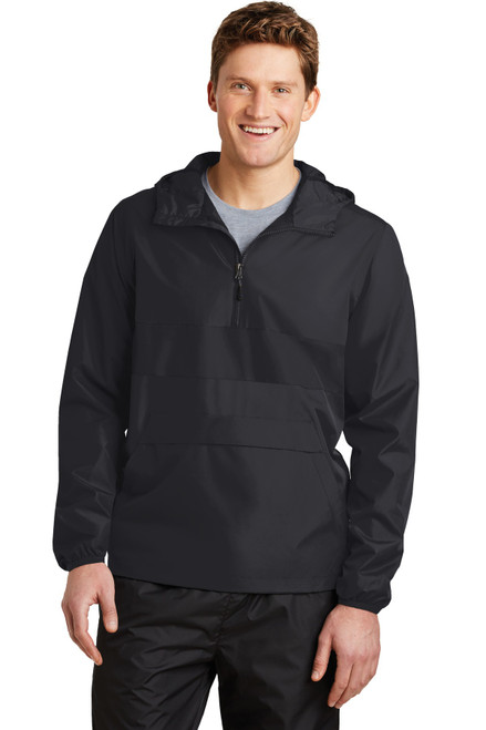 Sport-Tek® Zipped Pocket Anorak. JST65 Black/ Black